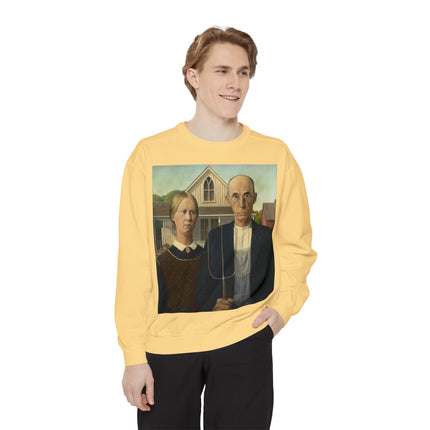 American Gothic by Grant Wood Unisex Garment-Dyed Sweatshirt