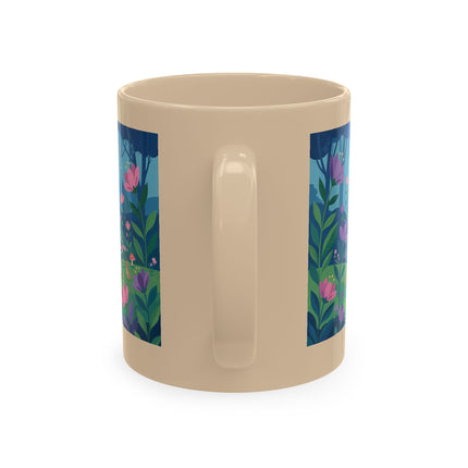 🌸☂️ The Lady Of The Enchanted Garden Stroll Ceramic Mug – Art Deco Floral Whimsy