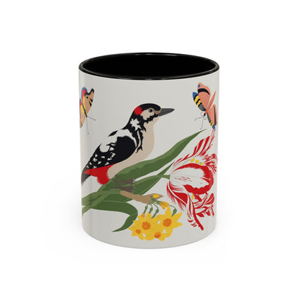 Woodpecker & Tulip Colorful Mugs – Vibrant Spring & Bold Beauty