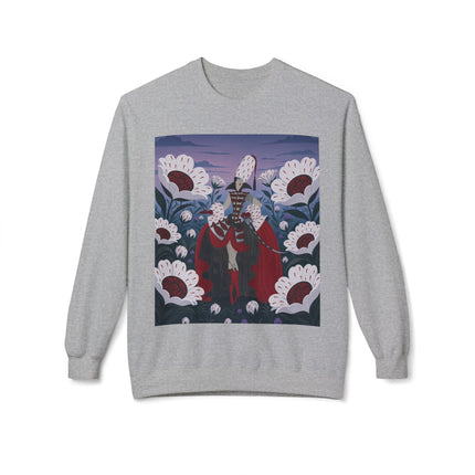 🎭🌹 The Crimson Garden Masquerade Midweight Crewneck Sweatshirt – Art Deco Floral Fantasy