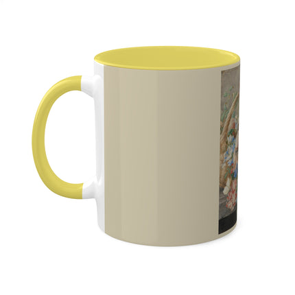 A Basket with Flowers by Herman Henstenburgh Colorful Mugs, 11oz
