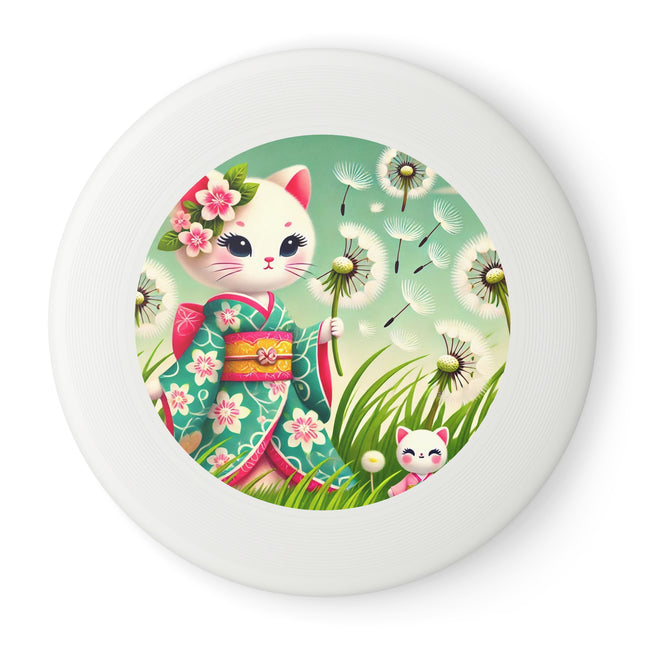 Geisha Kitten and the Dandelion Wish Wham-O Frisbee – Gentle Wishes & Whispering Winds
