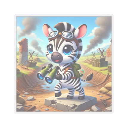 🦓🔭 The Zebra Lookout Kiss-Cut Sticker – Adventure, Curiosity & Explorer Spirit