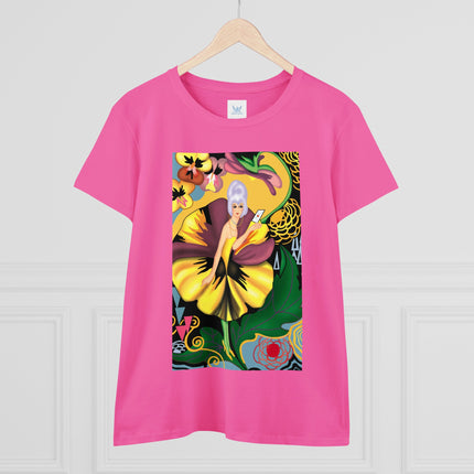 Women's Enchanted Pansy Print Midweight Cotton Tee
