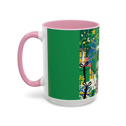 🍀🎄 The Emerald Holly Christmas Colorful Mug – Art Deco Holiday Elegance