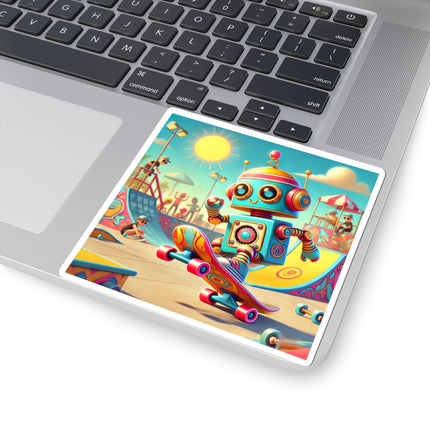 🛹🤖 The Skate Park Robot Kiss-Cut Sticker – Action, Energy & Retro Fun