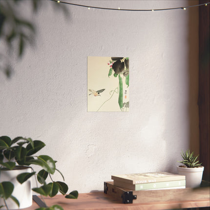 Bird at Flowering Bean Plant by Ohara Koson Fine Art Posters