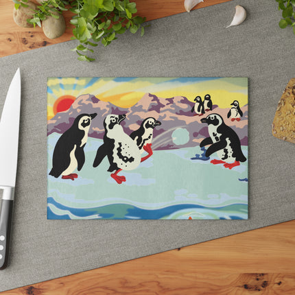 Snowball Shenanigans Glass Cutting Board