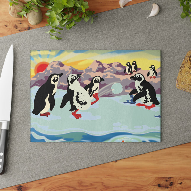 Snowball Shenanigans Glass Cutting Board