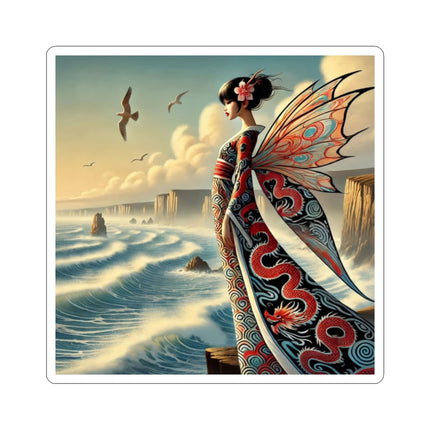 🌊🧚 Coastal Fairy Kiss-Cut Sticker – Serene Grace & Oceanic Magic