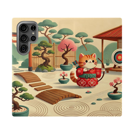 🏹🌸 Archer Kitten in the Zen Garden Flip Case – Focus, Whimsy & Zen Balance