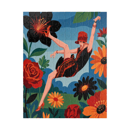 🌺✨ The Lady In The Fabulous Flowers Puzzle – Art Deco Floral Fantasy