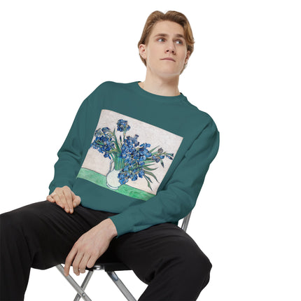 Irises by Vincent Van Gogh Unisex Garment-Dyed Sweatshirt