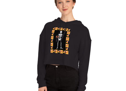 Candy Corn Skeleton Women’s Cropped Hooded Sweatshirt