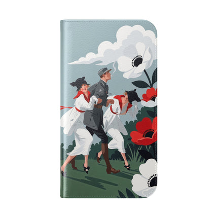 🌺🎩 The Ladies Of The Scarlet Garden Flip Case – Art Deco Floral Adventure