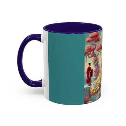 Cherry Blossom Courtesans & Crimson Crab Colorful Mug – Imperial Elegance & Playful Charm