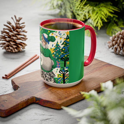 🍀🎄 The Emerald Holly Christmas Colorful Mug – Art Deco Holiday Elegance