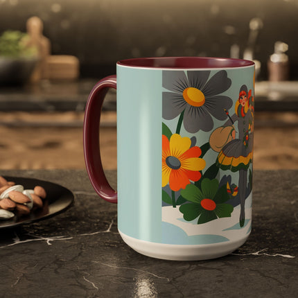 ❄️🌼 The Winter Flower Wanderer Colorful Mug – Colorful Art Deco Snow Fantasy