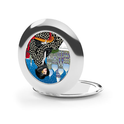 Elegant Winter Woman in Sleigh Compact Travel Mirror