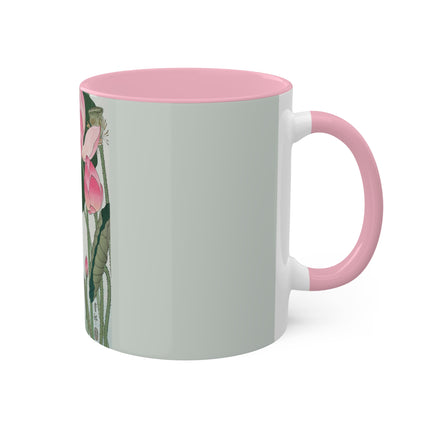 Blooming Lotus Flowers by Ohara Koson Colorful Mugs, 11oz