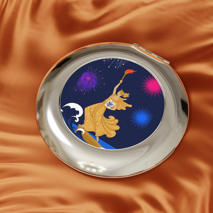 Liberty's Triumph Compact Mirror – Art Deco Victory & Golden Grandeur