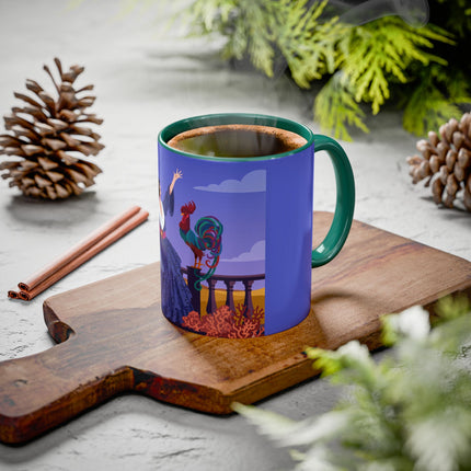 The Dawn Serenade Colorful Mug (11oz, 15oz) – Rooster Beauty, Morning Charm & Art Deco Elegance