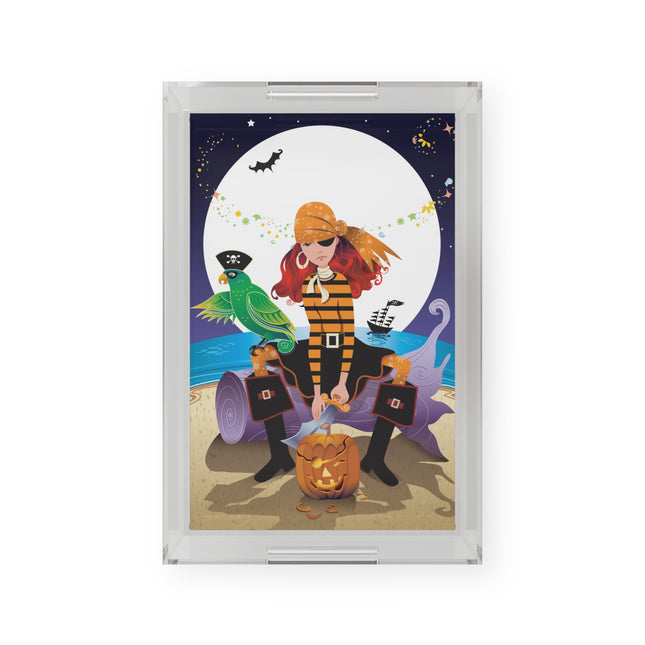 Moonlit Pirate Halloween Acrylic Serving Tray