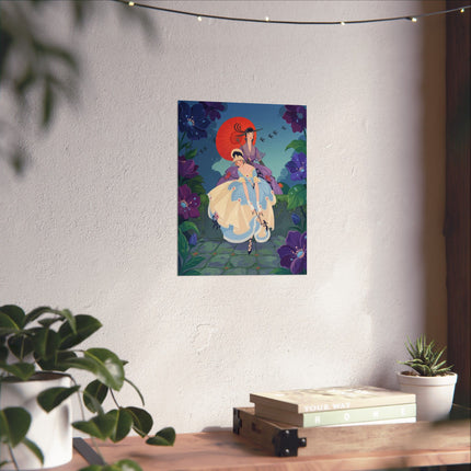 🌂💜 The Ladies Of The Violet Garden Matte Vertical Poster – Art Deco Floral Elegance
