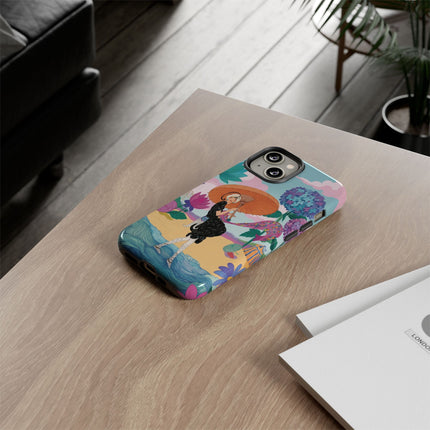 🌊☂️ The Lady Of The Flowered Seashore Phone Case – Art Deco Seaside Fashion
