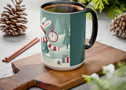Candy Cane Timekeeper Bunny Colorful Mugs (11oz, 15oz)