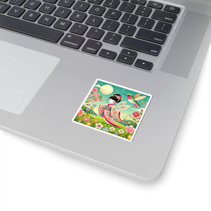Geisha Fairy and the Hummingbird Blossom Kiss-Cut Stickers (4 Sizes)