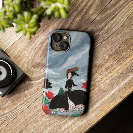 🌧️🌺 The Stormy Flower Walk Phone Case – Art Deco Floral Fashion