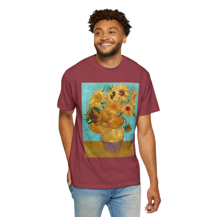 Vase with Twelve Sunflowers by Vincent van Gogh Unisex Garment-Dyed T-shirt