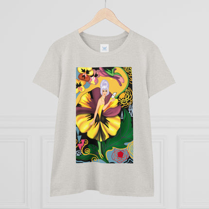 Women's Enchanted Pansy Print Midweight Cotton Tee