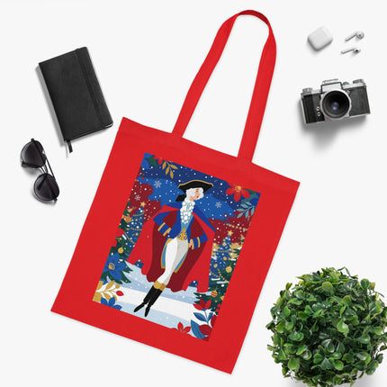 🎄🎭 The Christmas Masquerade Lady Cotton Tote Bag – Art Deco Holiday Glamour