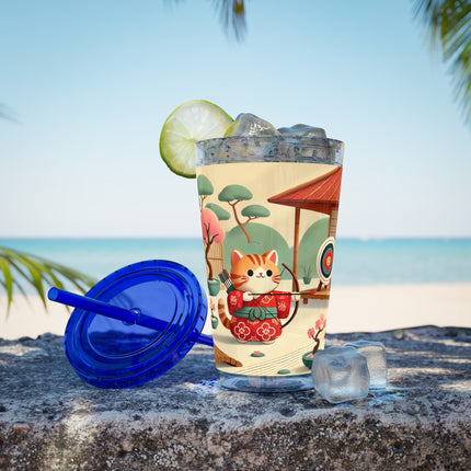 Archer Kitten in the Zen Garden Sunsplash Tumbler with Straw, 16oz