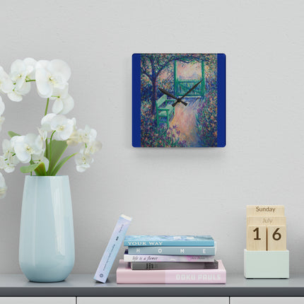 The Artist’s Garden Acrylic Wall Clock, Round and Square