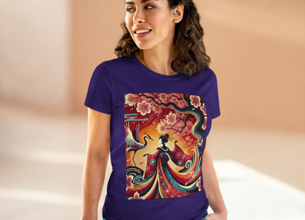 Fairy and Stork Beneath the Cherry Blossoms Cotton Tee