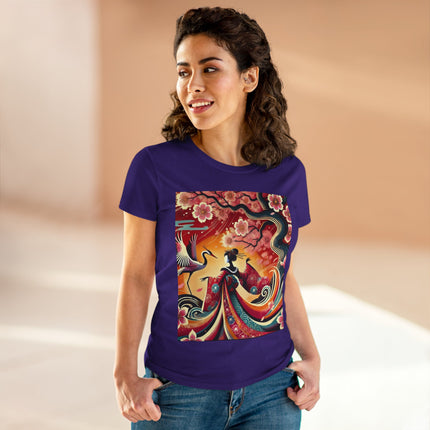 Fairy and Stork Beneath the Cherry Blossoms Cotton Tee