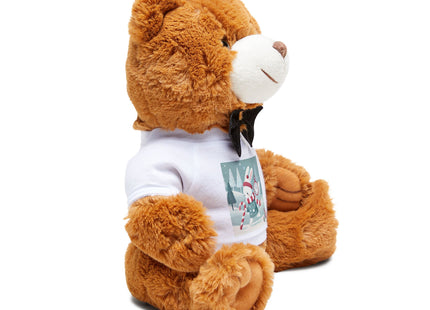 Candy Cane Timekeeper Bunny Teddy Bear with T-Shirt