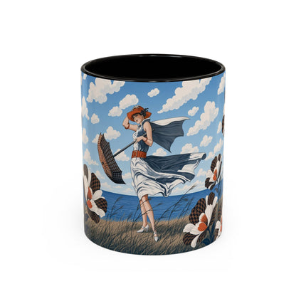 🌊🌼 The Windswept Seaside Promenade Colorful Mug – Art Deco Coastal Elegance