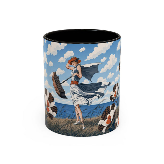 🌊🌼 The Windswept Seaside Promenade Colorful Mug – Art Deco Coastal Elegance