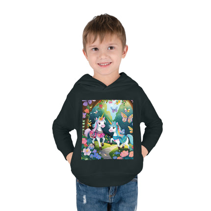 Baby Unicorns and Fluttering Butterflies Toddler Pullover Fleece Hoodie