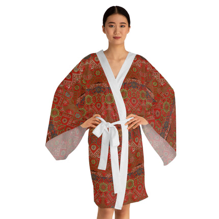 Japanese Fan Pattern by G.A. Audsley Long Sleeve Kimono Robe (AOP)