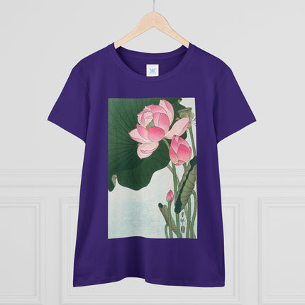 Blooming Lotus Flowers by Ohara Koson Women's Midweight Cotton Tee