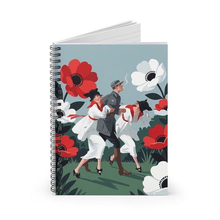 🌺💃 The Ladies Of The Scarlet Garden Spiral Notebook – Art Deco Floral Adventure
