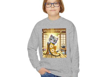 Playful Kitten in the Tea Room Youth Crewneck Sweatshirt