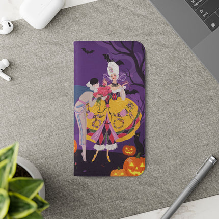 🎭🌹 The Harlequin Rose Masquerade Flip Case – Theatrical Halloween Romance