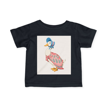 🪿🌸 The Little Pink Garden Goose Infant Fine Jersey Tee – Whimsical Storybook Charm