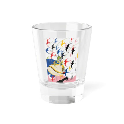 Flight of the Songbirds Shot Glass – Theatrical Whimsy & Colorful Harmony